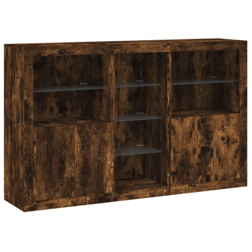 Skænk med LED-lys 162×37×100 cm - røget egetræsfarve