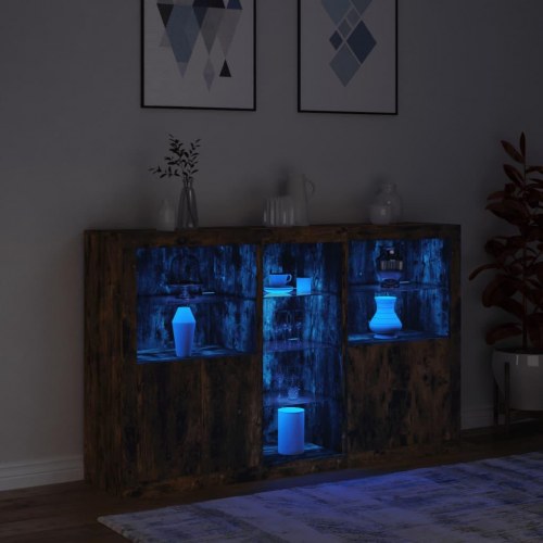 Skænk med LED-lys 162×37×100 cm - røget egetræsfarve