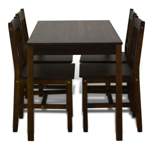Spisebordssæt med 4 stole træ brun