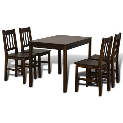 Spisebordssæt med 4 stole træ brun