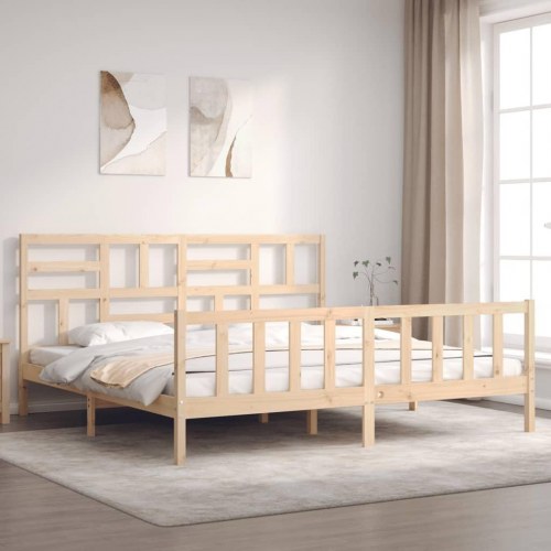 Sengeramme med sengegavl Super King 180 x 200 cm - massivt fyrretræ