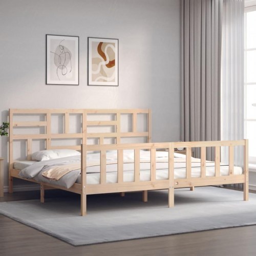Sengeramme med sengegavl Super King 180 x 200 cm - massivt fyrretræ