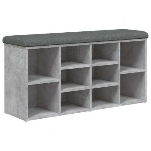 Skobænk med hynde 102 x 32 x 50 cm - betongrå