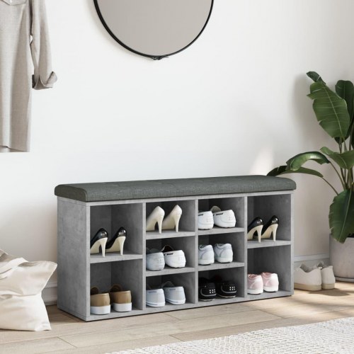 Skobænk med hynde 102 x 32 x 50 cm - betongrå
