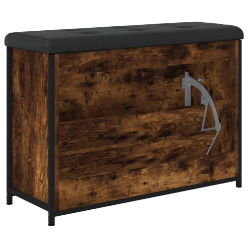 Skobænk med vippeskuffe 82×32×56 cm - røget egetræsfarve