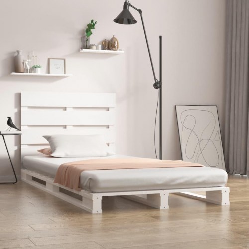Sengeramme 90x190 cm Single massivt fyrretræ hvid