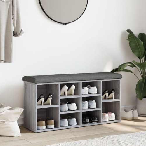 Skobænk med hynde 102 x 32 x 50 cm - grå sonoma-eg