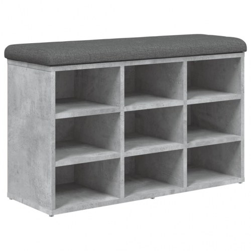 Skobænk med hynde 82 x 32 x 50 cm - betongrå