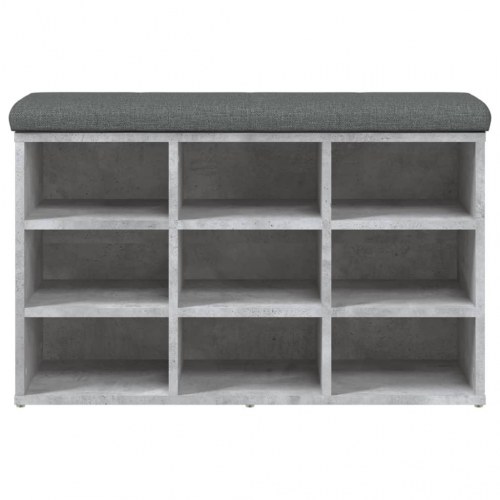 Skobænk med hynde 82 x 32 x 50 cm - betongrå