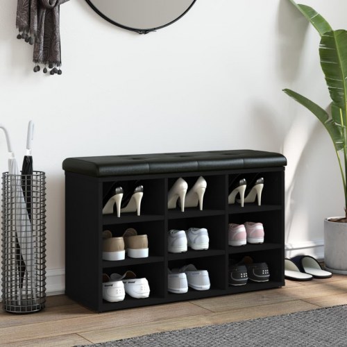 Skobænk 82x32x50 cm konstrueret træ sort