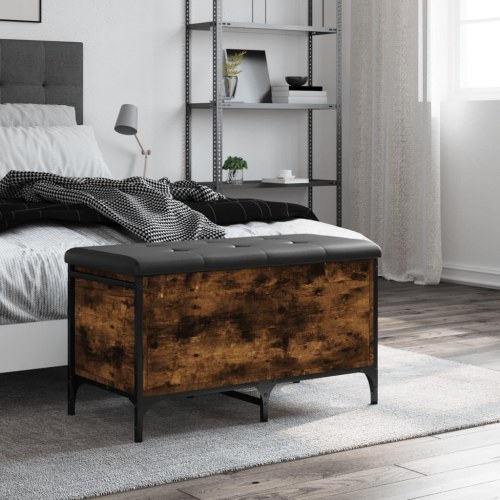 Skobænk 82x42x45 cm konstrueret træ røget egetræsfarve