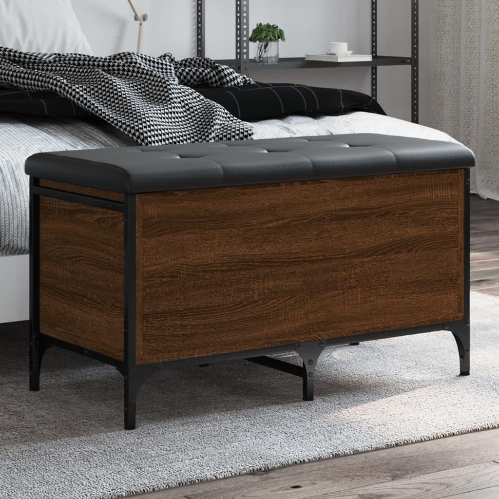 Opbevaringsbænk 82x42x45 Cm Konstrueret Træ Brun Egetræsfarve