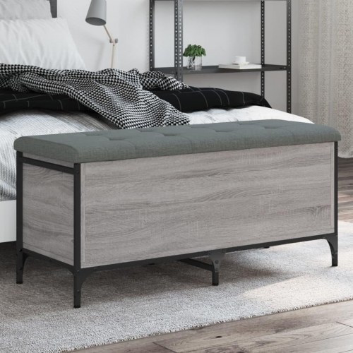 Opbevaringsbænk 102×42×45 cm - grå sonoma-eg med hynde
