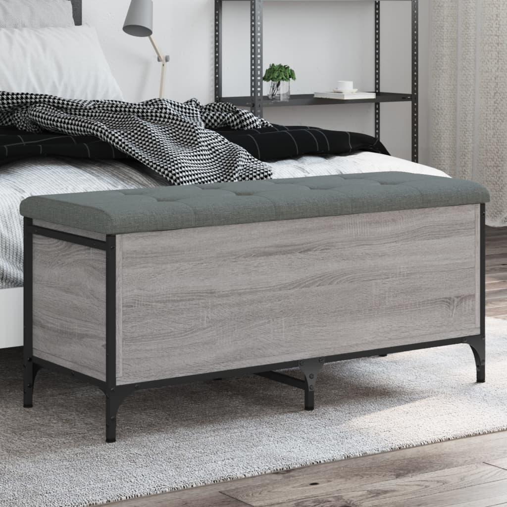 Opbevaringsbænk 102x42x45 cm konstrueret træ grå sonoma-eg billede