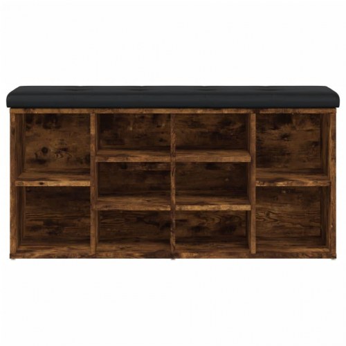 Skobænk med hynde 102 x 32 x 50 cm - røget egetræsfarve