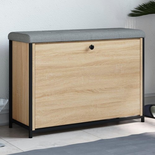 Skobænk med vippeskuffe 82x32x56 cm sonoma-eg