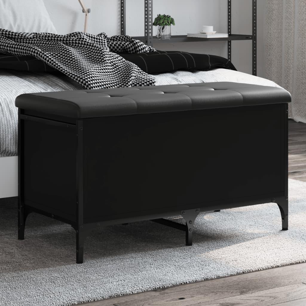 Opbevaringsbænk 82x42x45 Cm Konstrueret Træ Sort