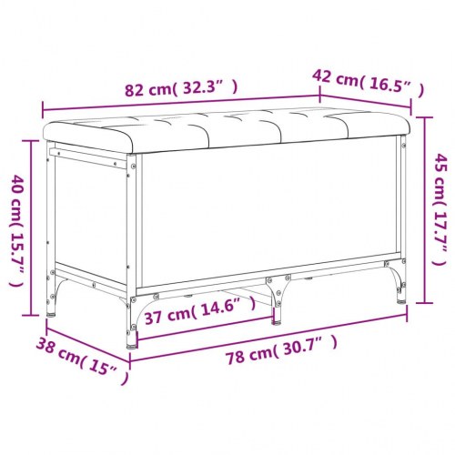 Opbevaringsbænk 82×42×45 cm - sort konstrueret træ med hynde