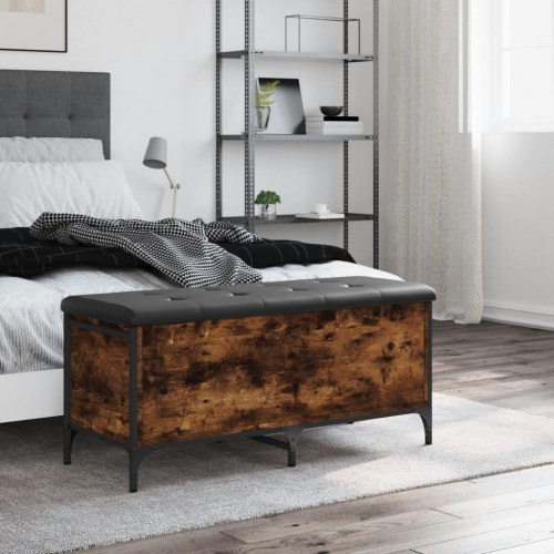 Skobænk 102x42x45 cm konstrueret træ røget egetræsfarve