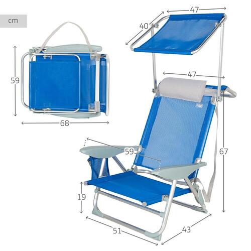 Strandstol Aktive Blå 47 x 67 x 43 cm (2 enheder)