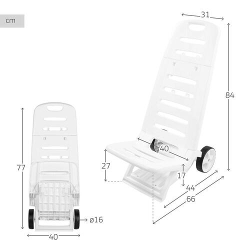 Strandstol Aktive Hvid Hjul 40 x 84 x 44 cm (2 enheder)