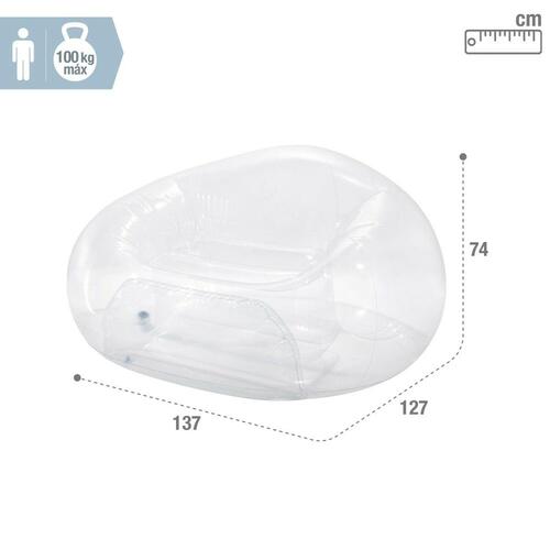 Oppustelig poolstol Intex Beanless Gennemsigtig 137 x 74 x 127 cm (4 enheder)