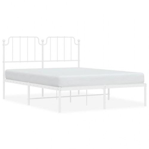 Sengeramme med sengegavl 150×200 cm - metal, hvid
