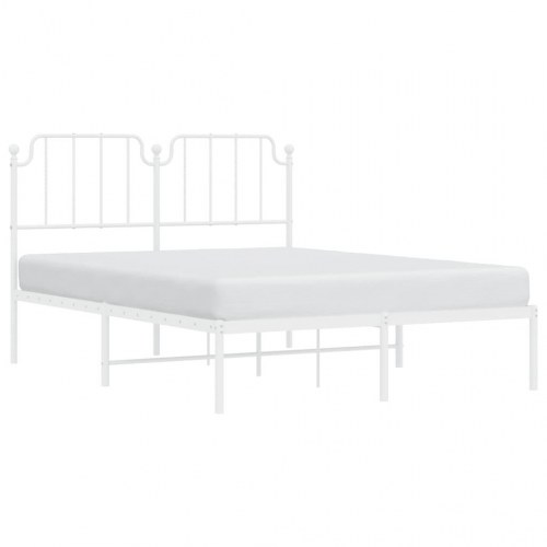 Sengeramme med sengegavl 150×200 cm - metal, hvid