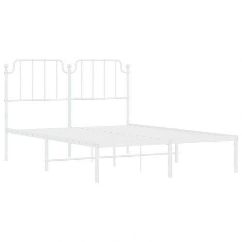 Sengeramme med sengegavl 150×200 cm - metal, hvid