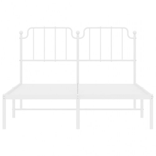 Sengeramme med sengegavl 150×200 cm - metal, hvid
