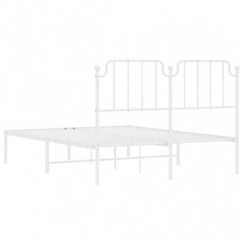 Sengeramme med sengegavl 150×200 cm - metal, hvid
