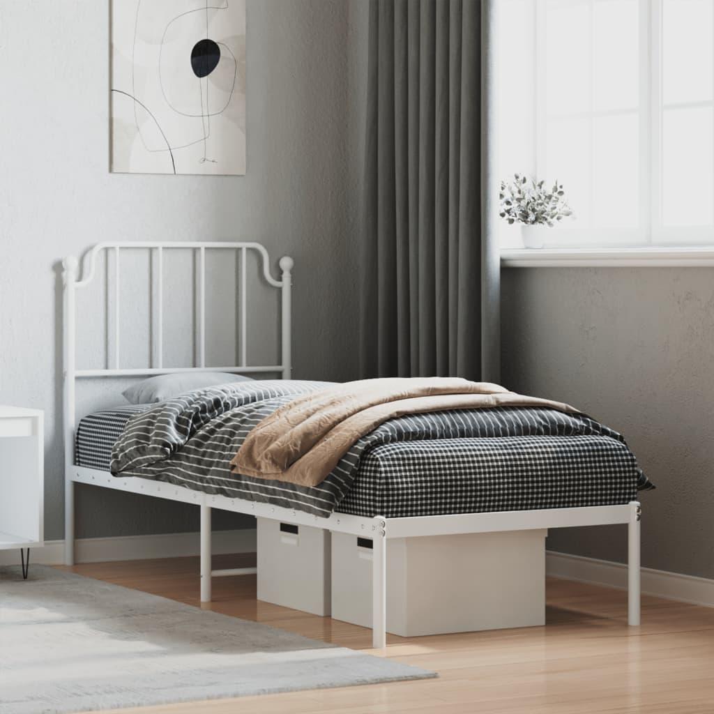 Sengeramme uden madras med hovedgærde 75x190 cm hvid