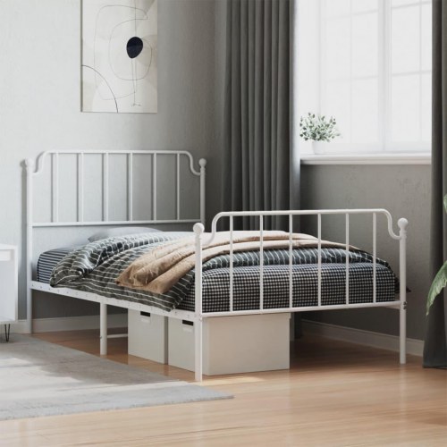 Sengeramme i metal med gavl og fodgærde 107x203 cm - hvid