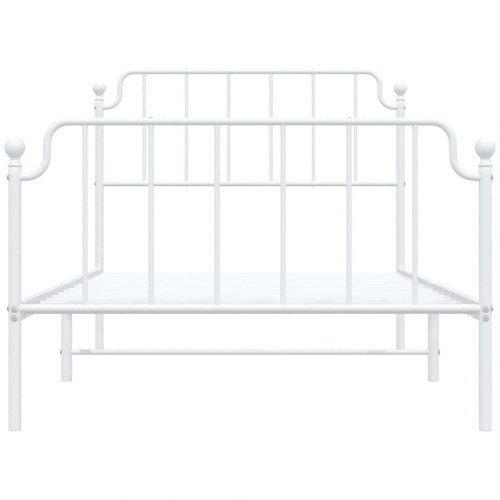 Sengeramme i metal med gavl og fodgærde 107x203 cm - hvid