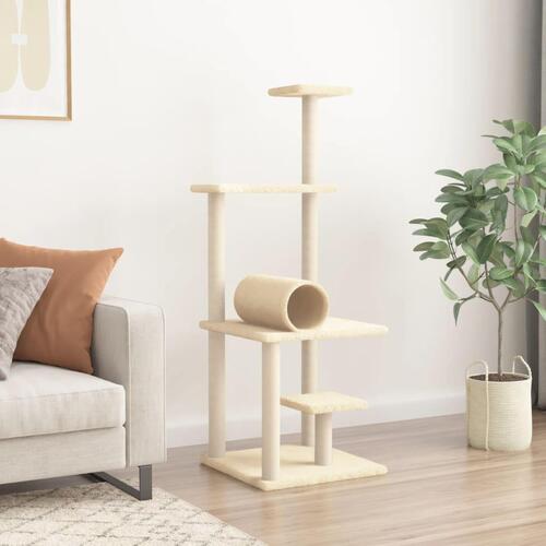 Kradsetræ med sisalkradsestolper 136 cm cremefarvet