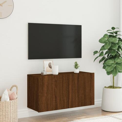 Væghængt tv-bord 80x30x41 cm brun egetræsfarve