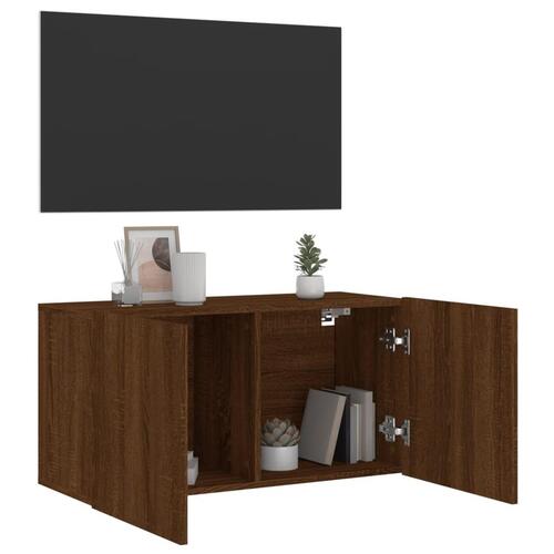 Væghængt tv-bord 80x30x41 cm brun egetræsfarve