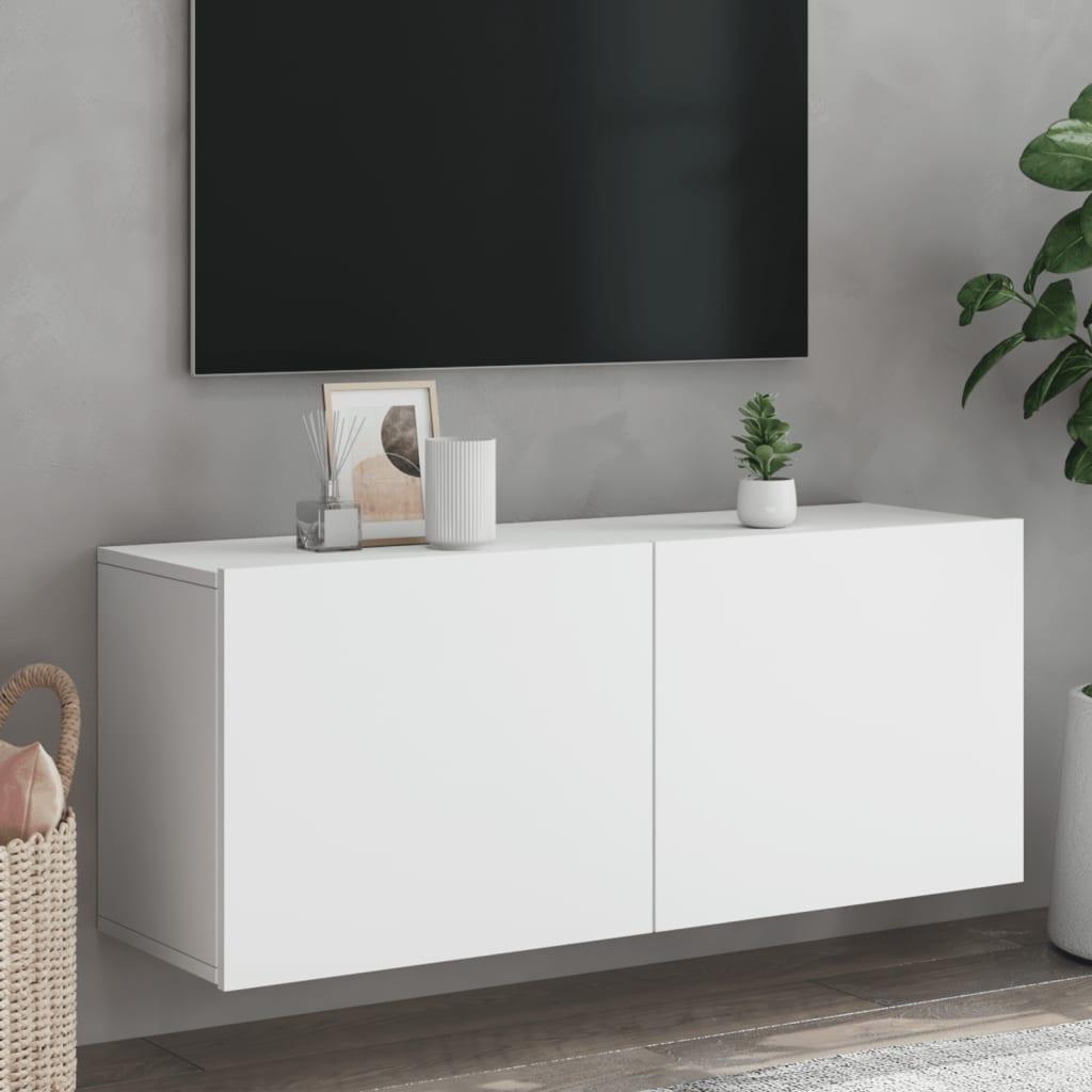 Væghængt Tv Bord 100x30x41 Cm Hvid