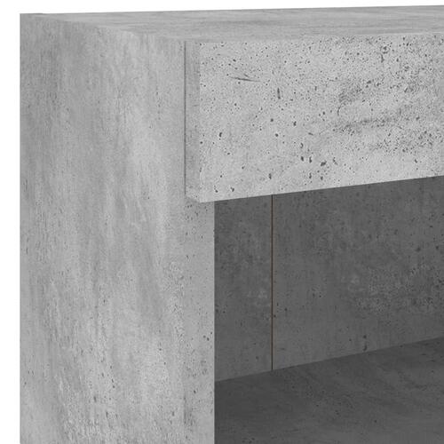 Sengebord med LED-lys væghængt betongrå