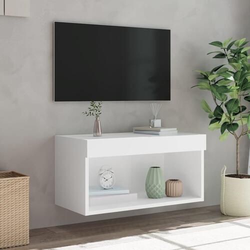 Tv-bord med LED-lys 60x30x30 cm hvid