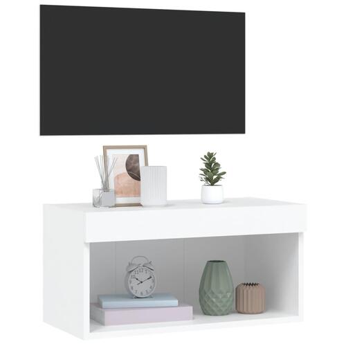 Tv-bord med LED-lys 60x30x30 cm hvid