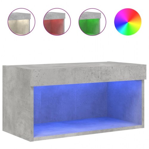 Tv-bord med LED-lys - væghængt 60×30×30 cm, betongrå