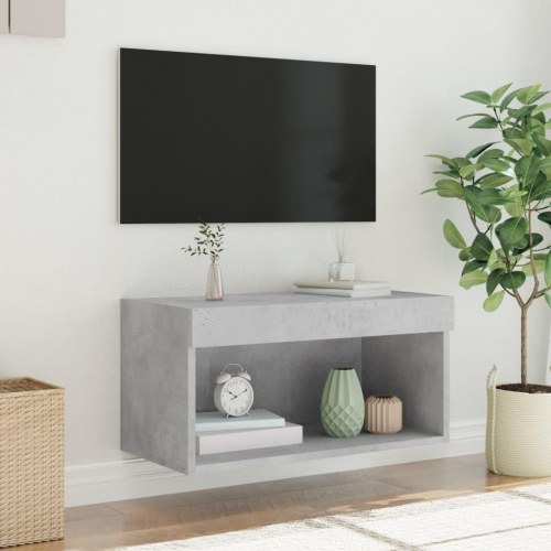 Tv-bord med LED-lys - væghængt 60×30×30 cm, betongrå