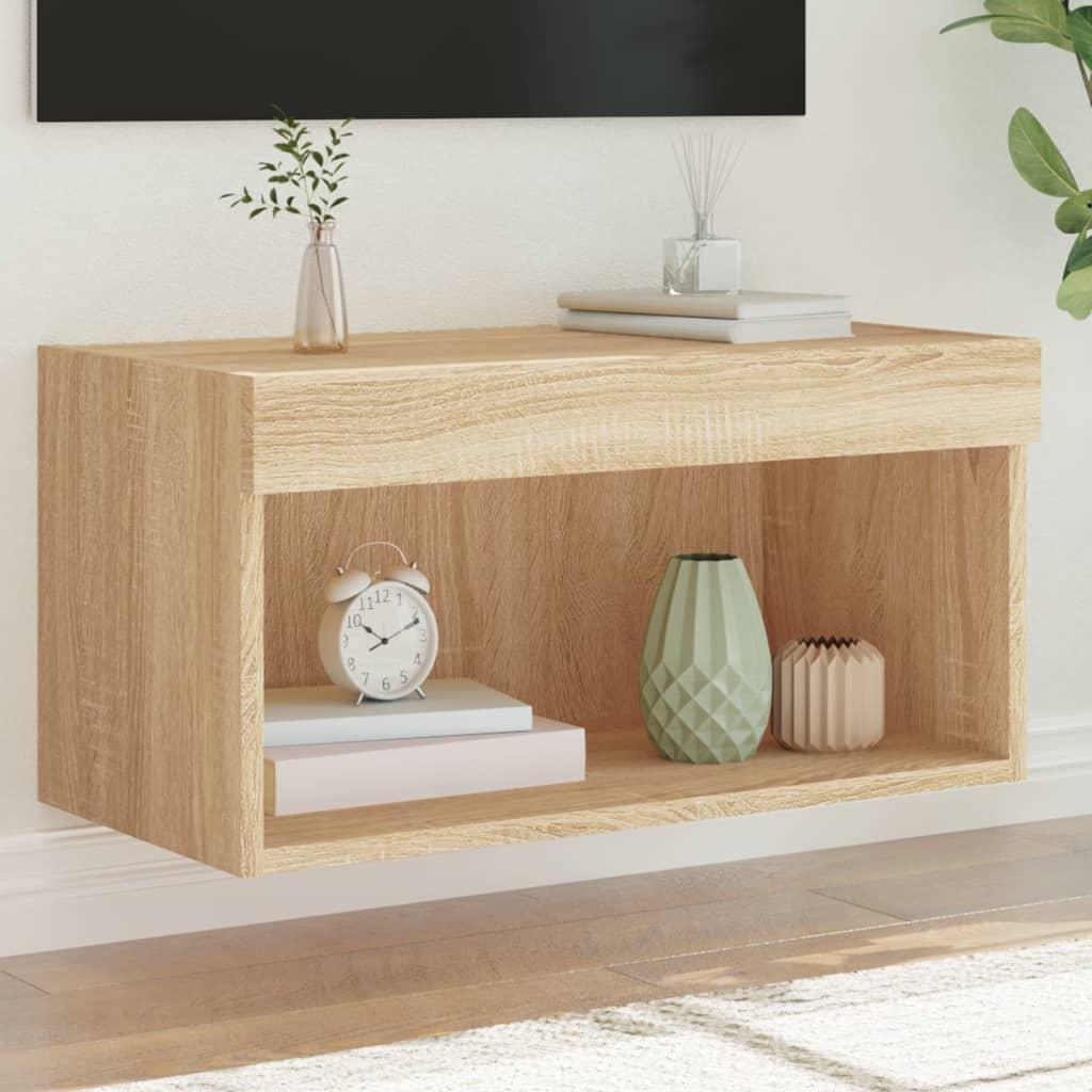Tv-bord 60x30x30 cm med LED-lys sonoma-eg