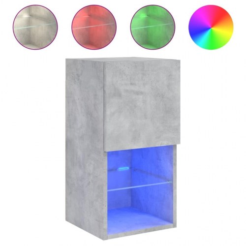 Væghængte tv-borde med LED-lys, 2 stk. - 30,5×30×60 cm, betongrå