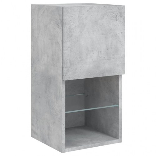 Væghængte tv-borde med LED-lys, 2 stk. - 30,5×30×60 cm, betongrå