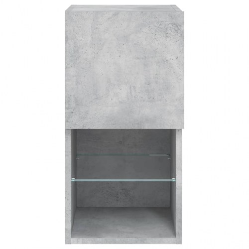 Væghængte tv-borde med LED-lys, 2 stk. - 30,5×30×60 cm, betongrå