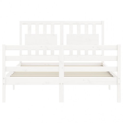 Sengeramme med sengegavl dobbelt massivt træ hvid