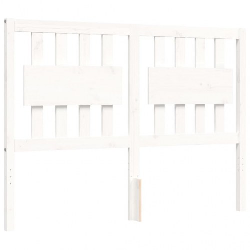 Sengeramme med sengegavl dobbelt massivt træ hvid