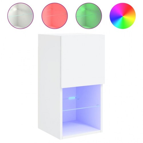 Væghængte tv-borde med LED-lys - 2 stk., 30,5 × 30 × 60 cm, hvid